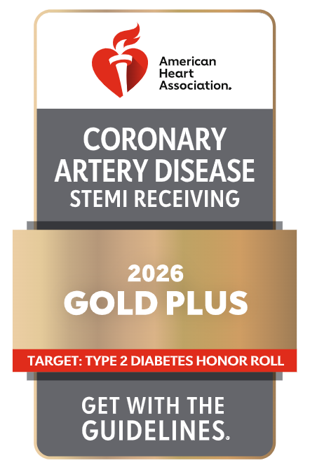 American Heart Association Get with the Guidelines® Coronary Artery Disease STEMI Receiving Gold Plus award with Target: Type 2 Diabetes Honor Roll